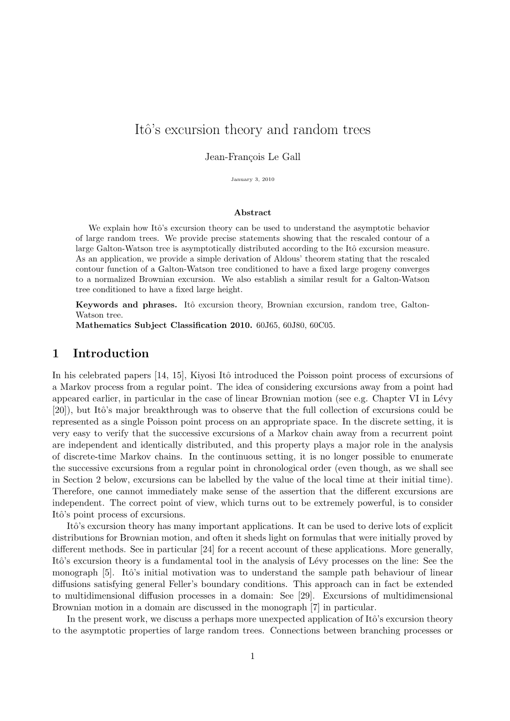Itô's Excursion Theory and Random Trees