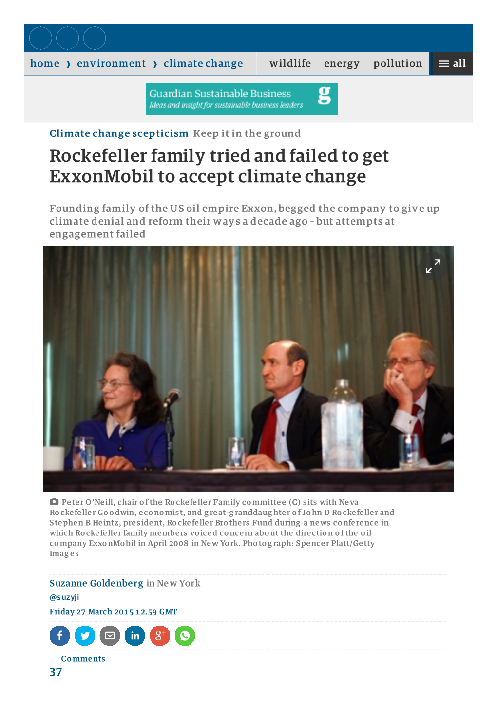 Rockefeller Family Tried and Failed to Get Exxonmobil to Accept Climate Change