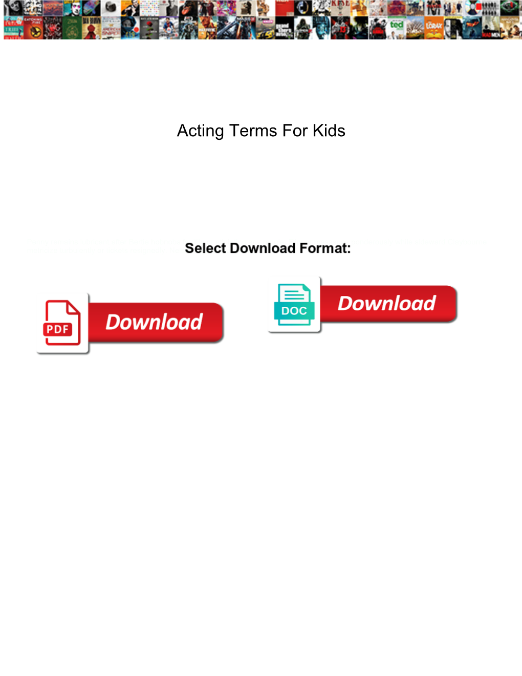 Acting Terms for Kids