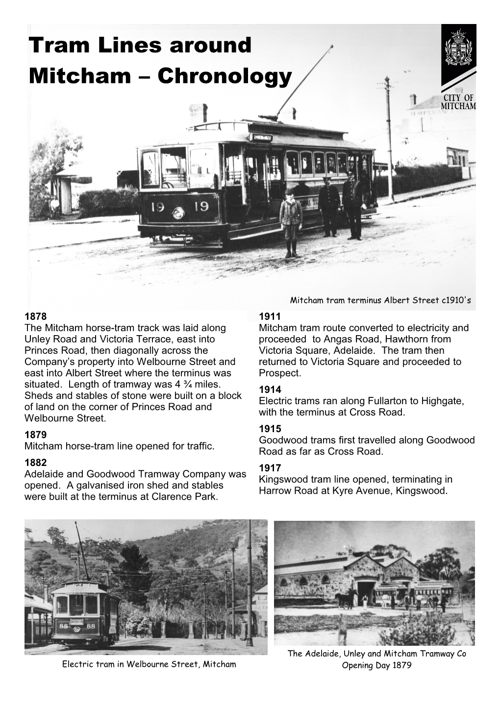 Tram Lines Around Mitcham – Chronology