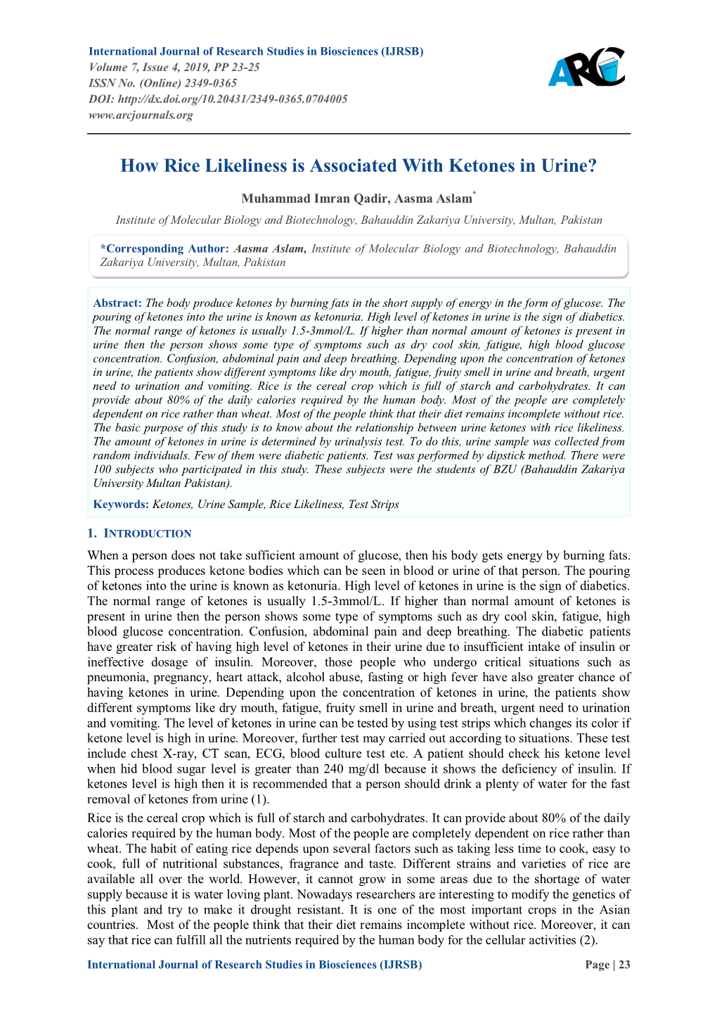 How Rice Likeliness Is Associated with Ketones in Urine?