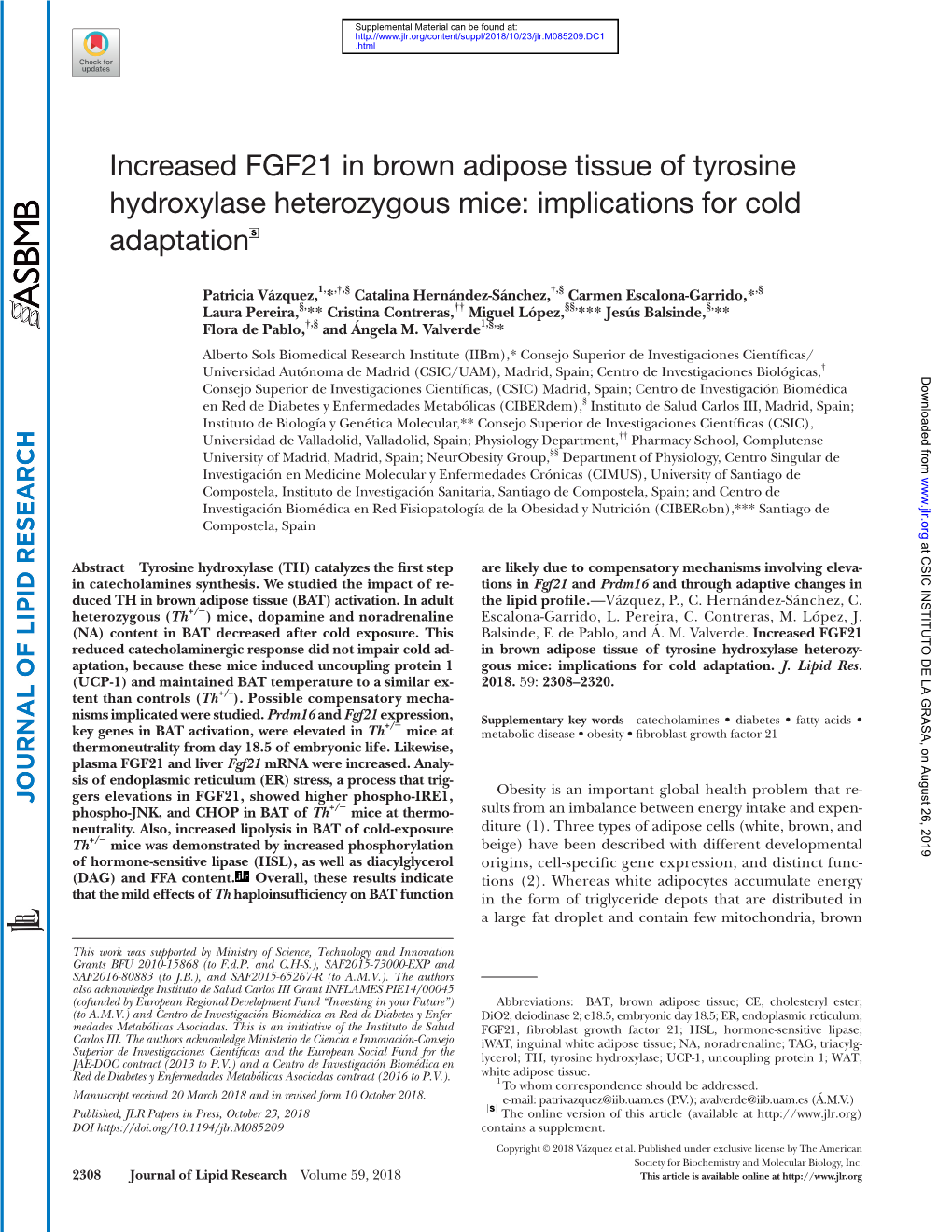 Increased FGF21 in Brown Adipose Tissue of Tyrosine Hydroxylase Heterozygous Mice: Implications for Cold Adaptation