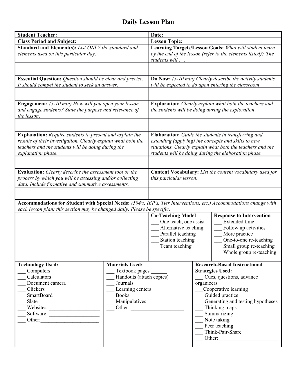 Daily Lesson Plan s6