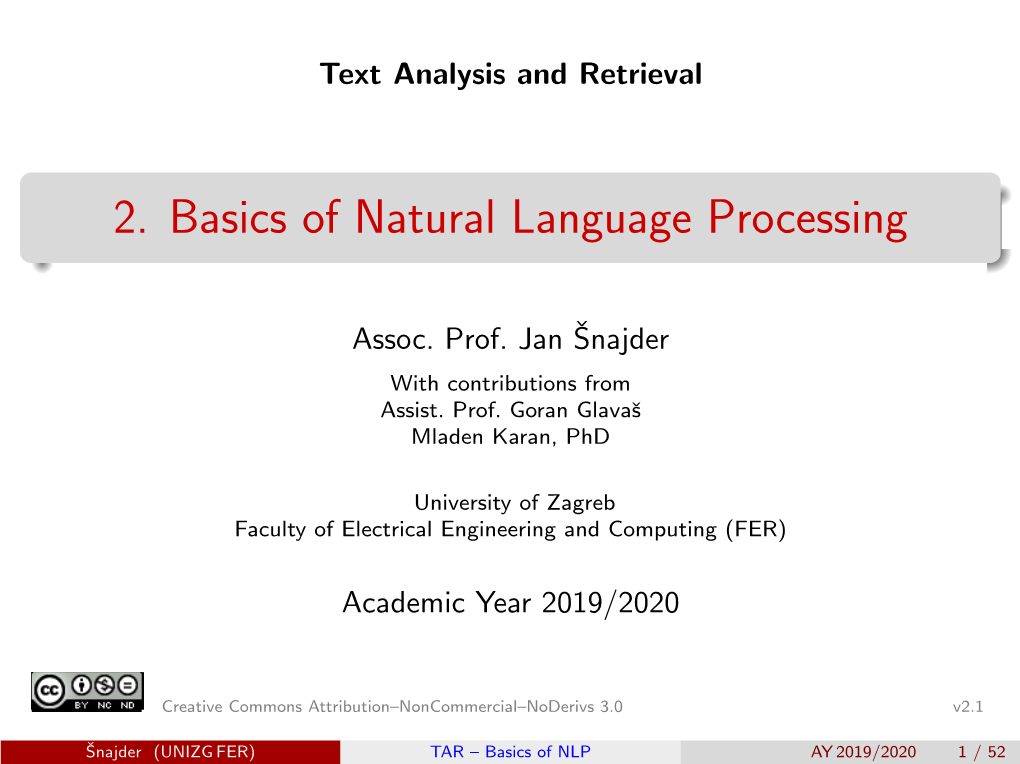 2. Basics of Natural Language Processing