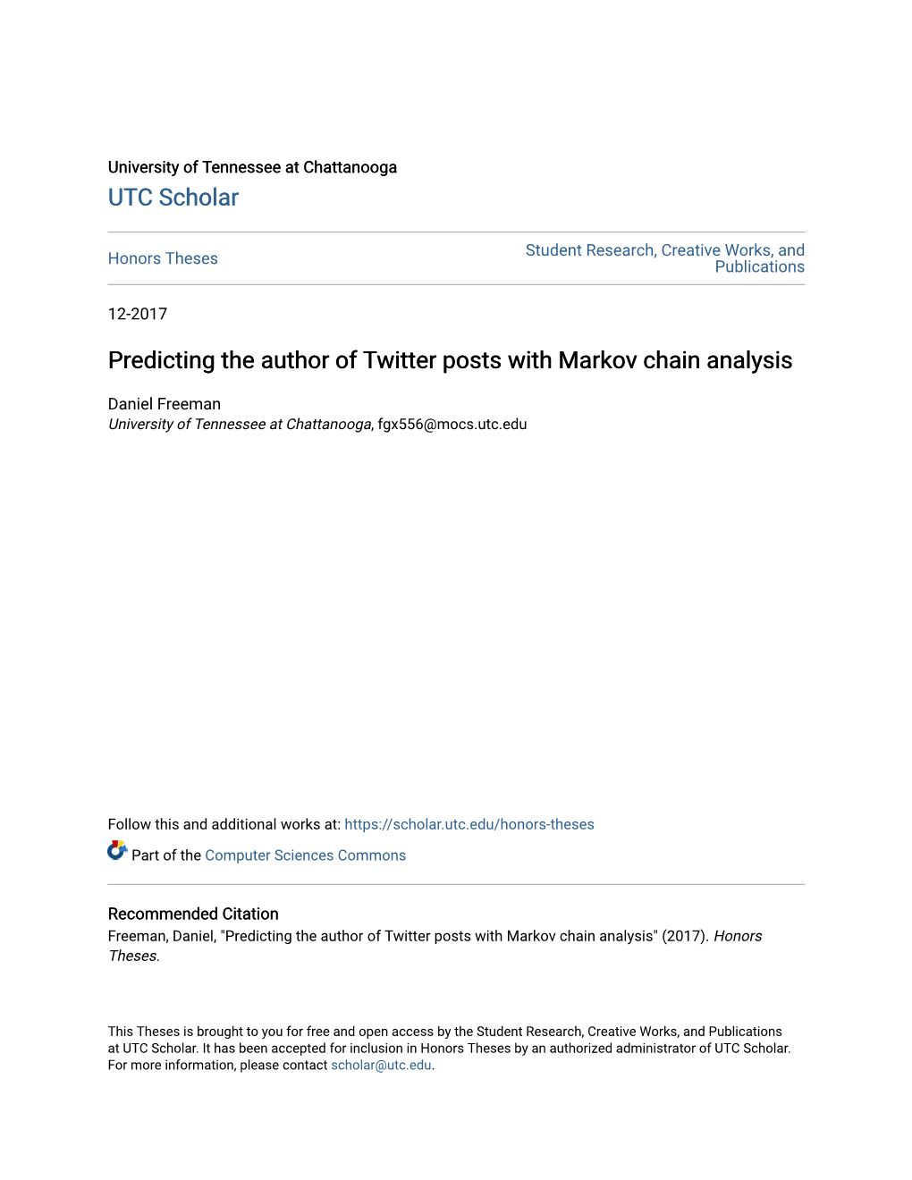 Predicting the Author of Twitter Posts with Markov Chain Analysis