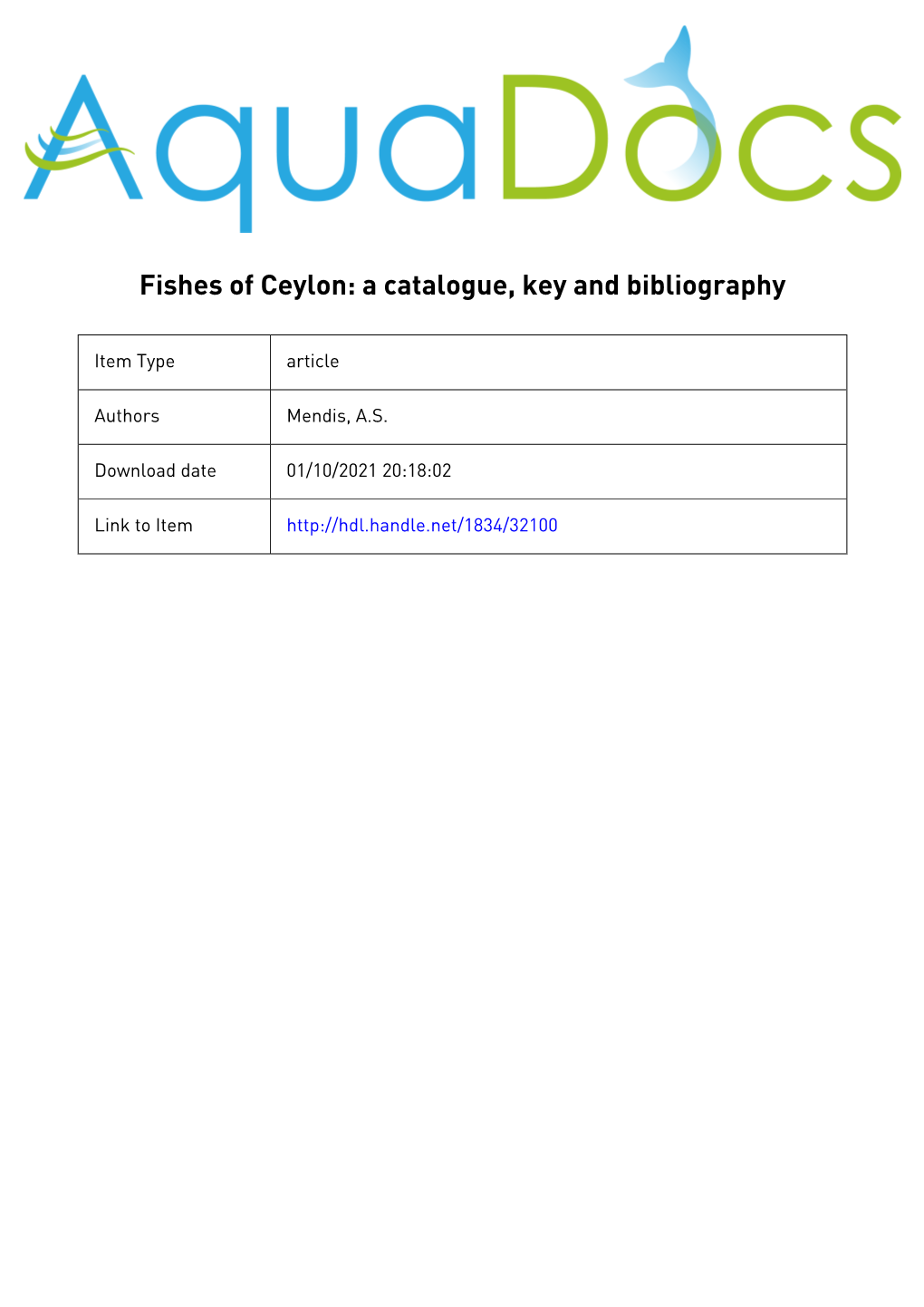 Fish and Fisheries of Ceylon