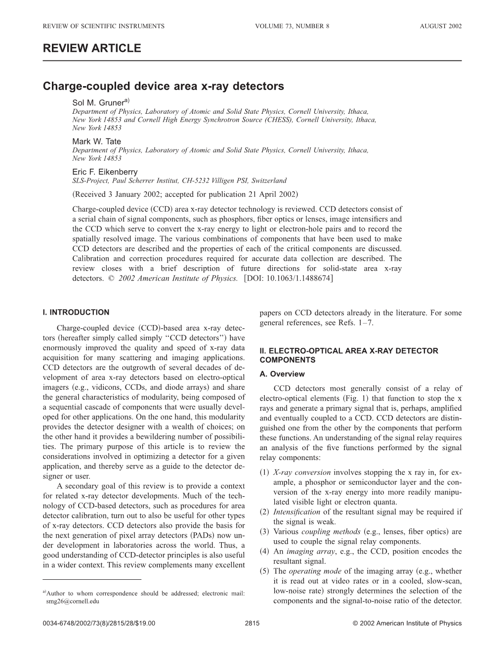 REVIEW ARTICLE Charge-Coupled Device Area X-Ray Detectors