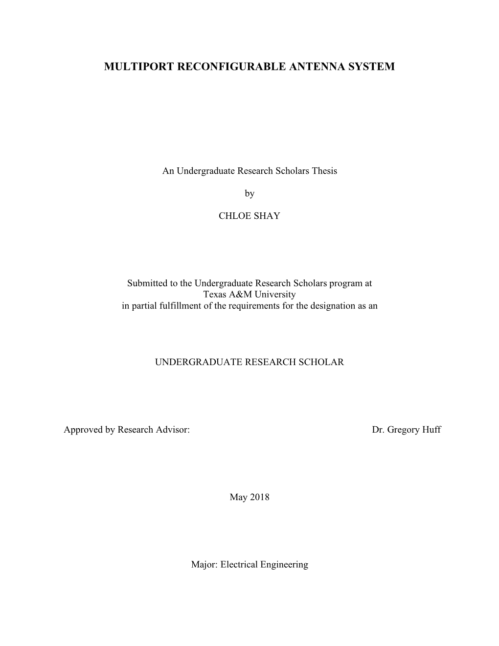 Multiport Reconfigurable Antenna System