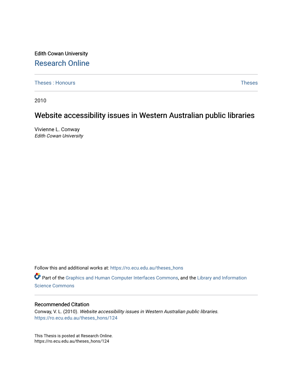 Website Accessibility Issues in Western Australian Public Libraries