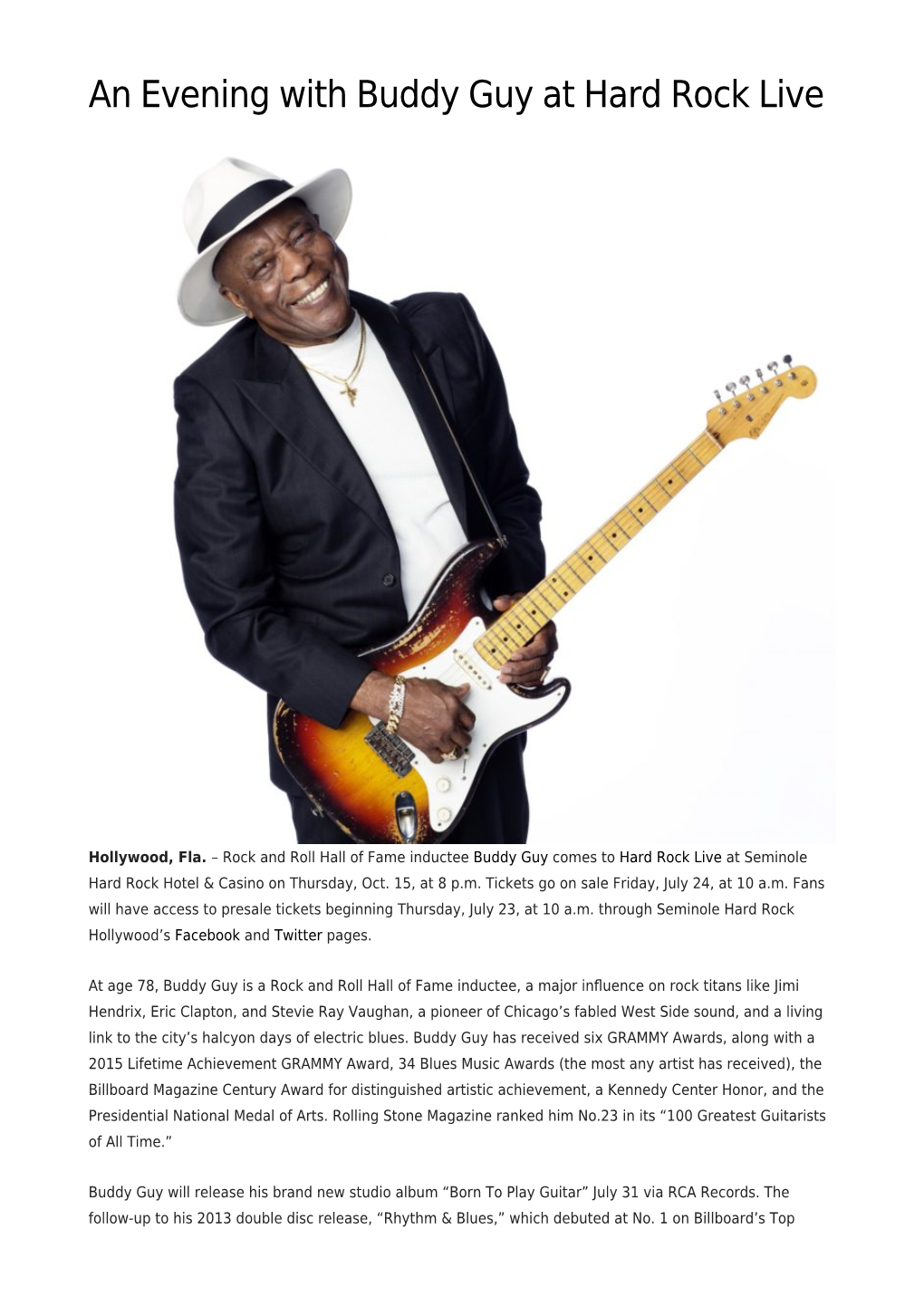 An Evening with Buddy Guy at Hard Rock Live