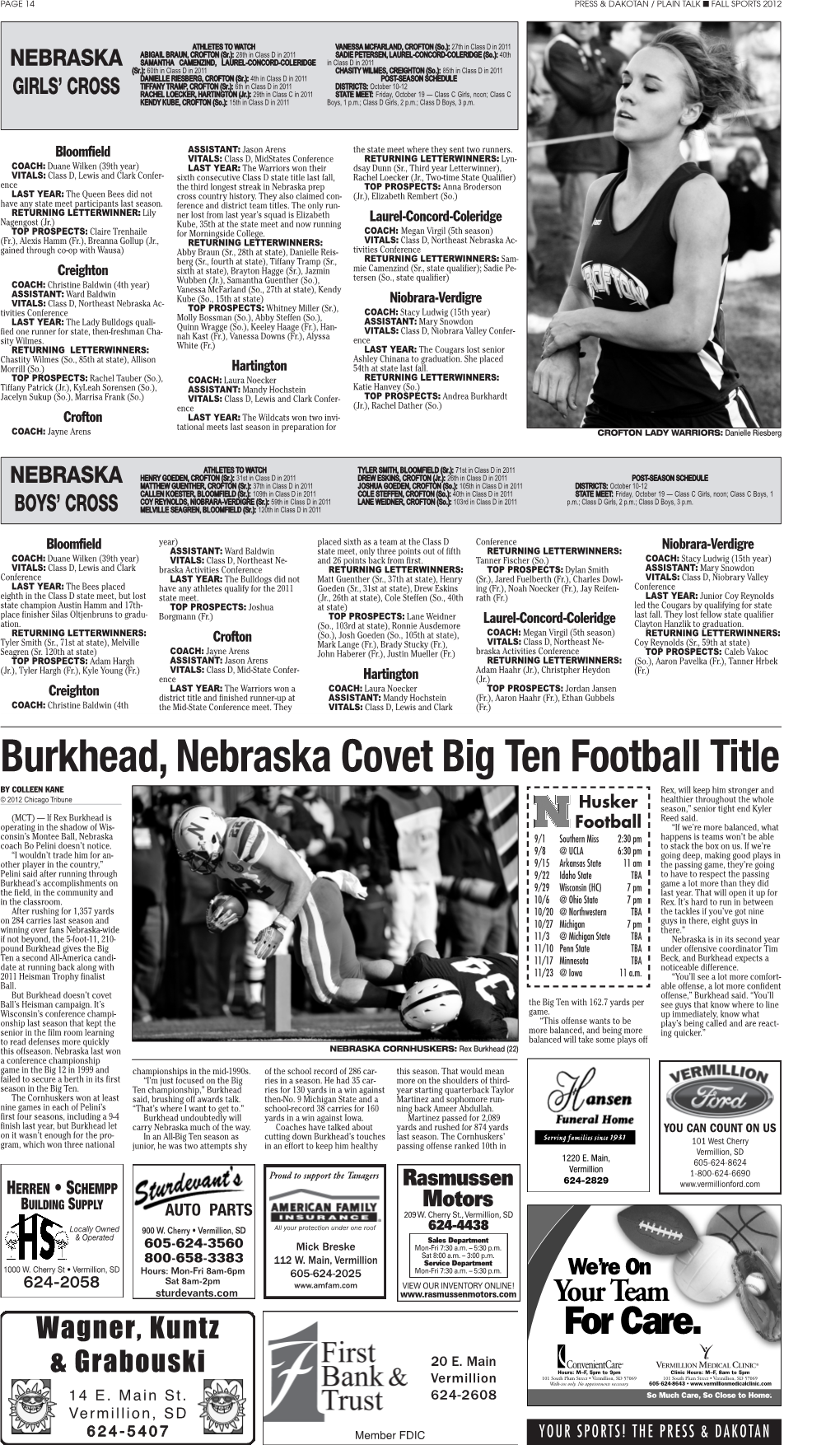 Burkhead, Nebraska Covet Big Ten Football Title