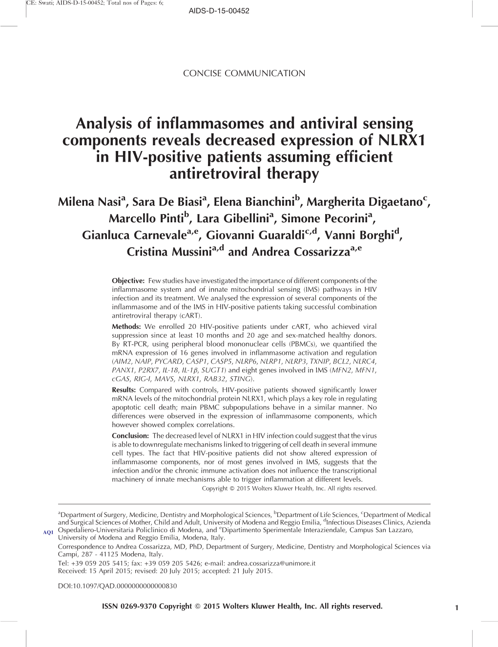 Analysis of Inflammasomes and Antiviral Sensing Components
