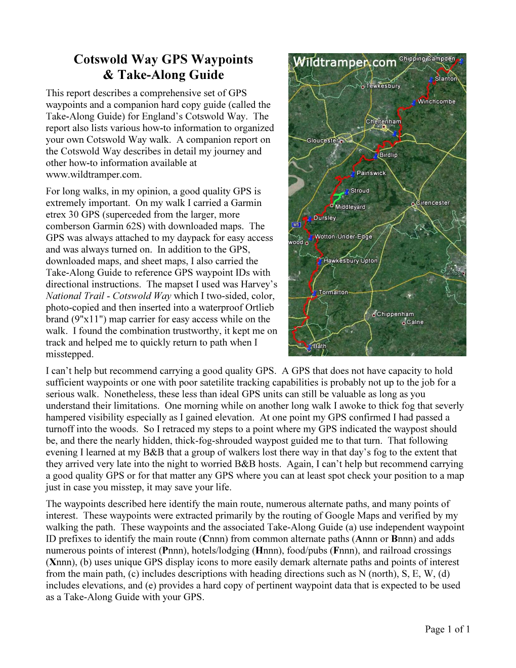 Cotswold Way GPS Waypoints & Take-Along Guide