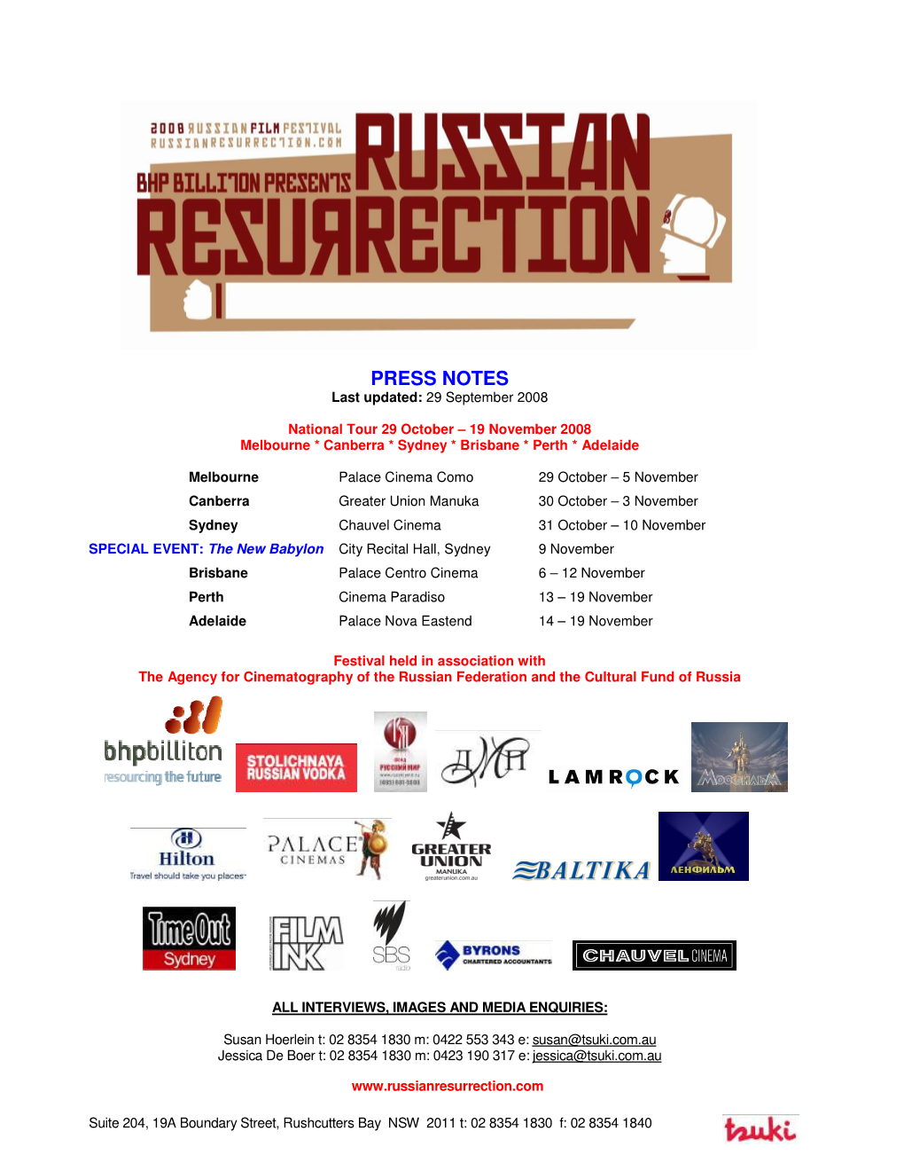 Russian Resurrection 2008 Press Notes