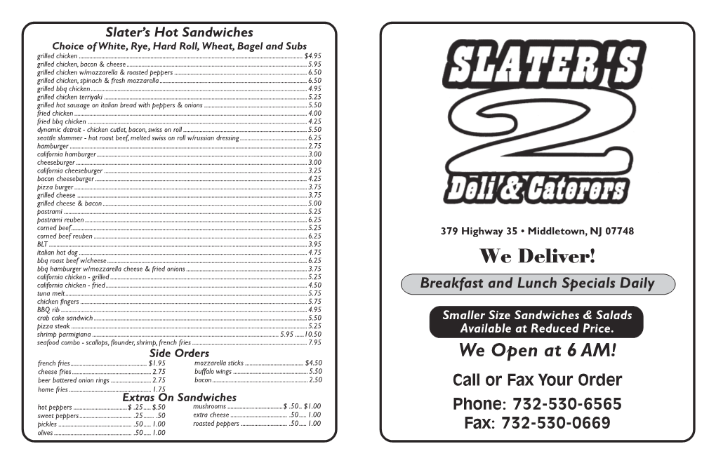 Deli Menu Slaters 2