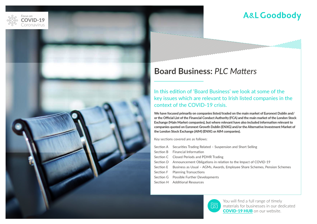 Board Business: PLC Matters