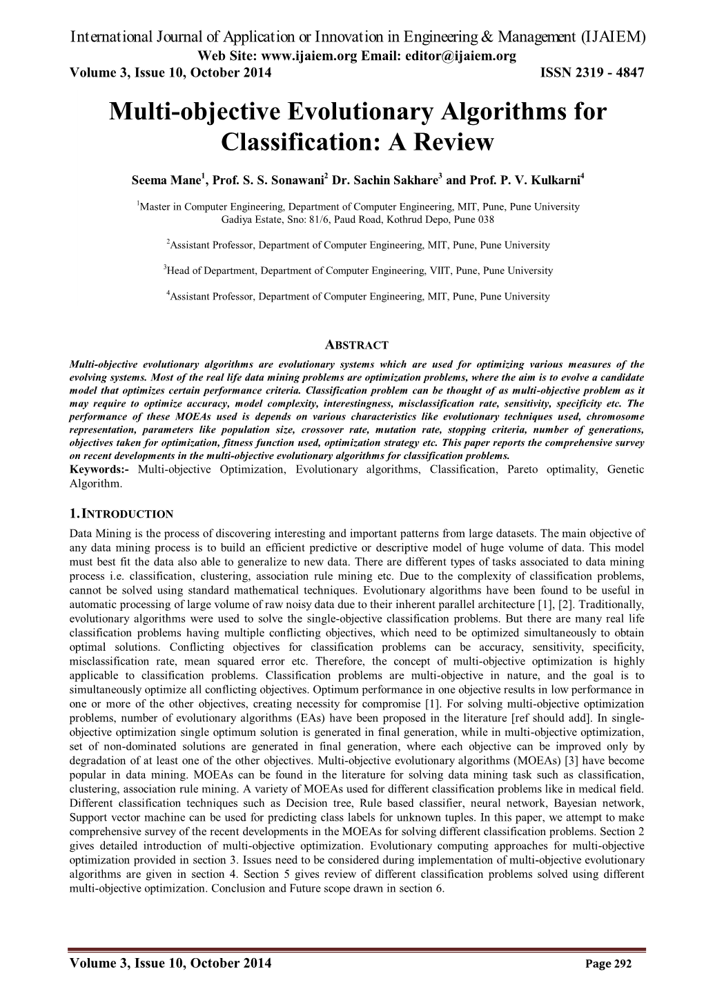 Multi-Objective Evolutionary Algorithms for Classification: a Review