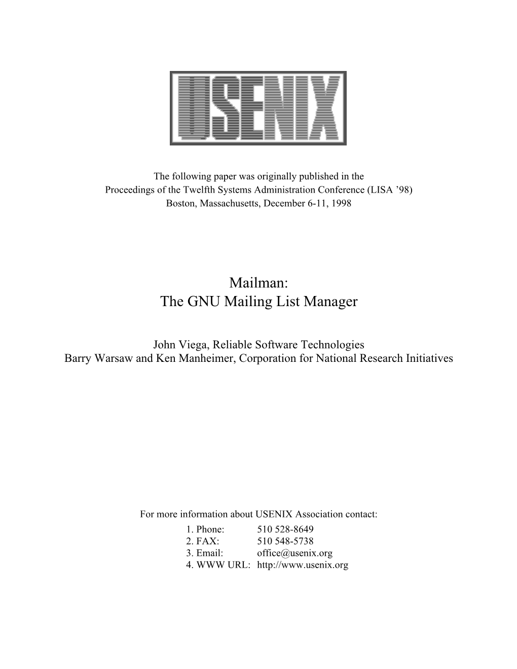 Mailman: the GNU Mailing List Manager