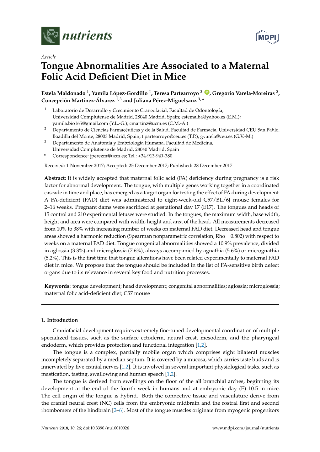 Tongue Abnormalities Are Associated to a Maternal Folic Acid Deficient