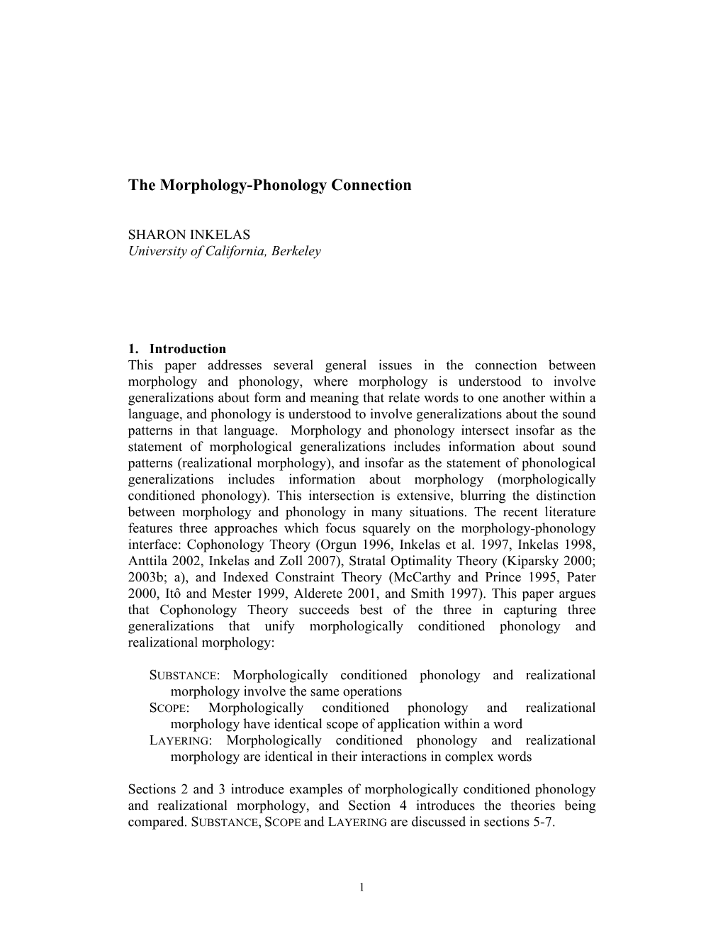 The Morphology-Phonology Connection