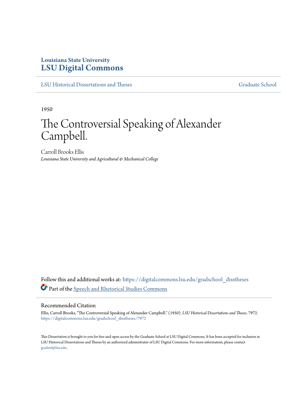 The Controversial Speaking of Alexander Campbell