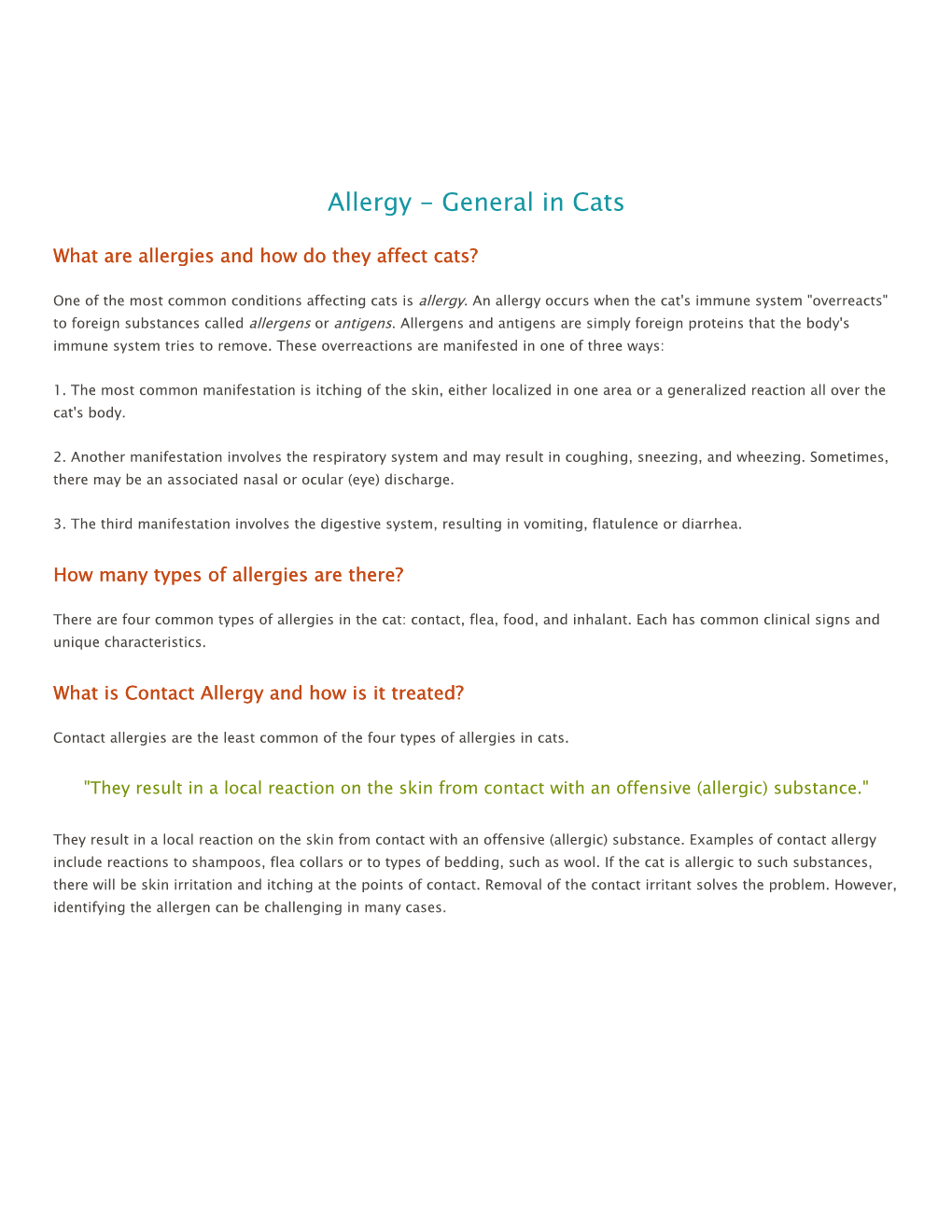 Allergies in Cats