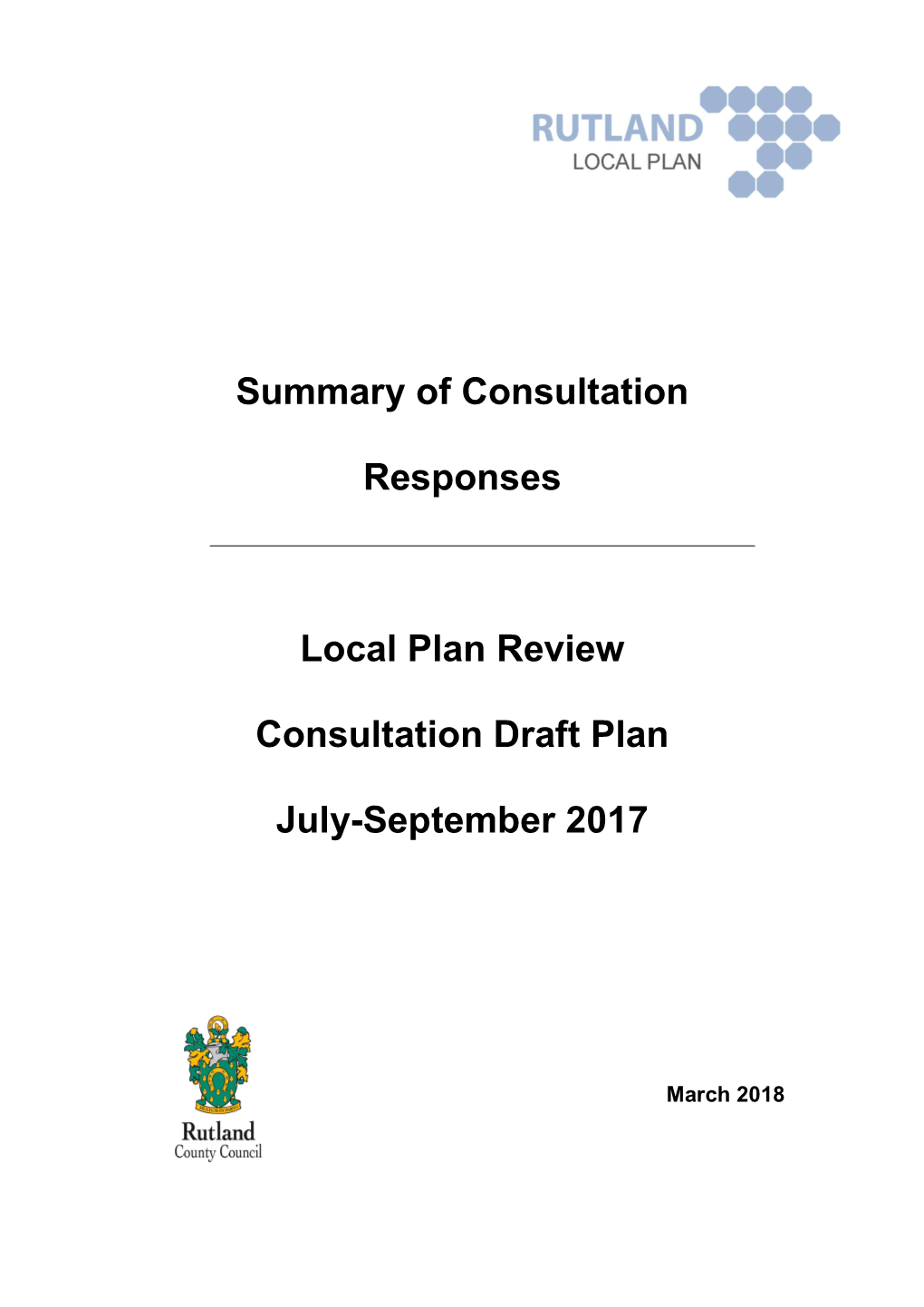 Summary of Consultation Responses Local Plan Review Consultation