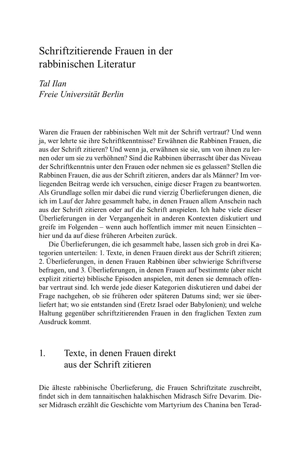 Schriftzitierende Frauen in Der Rabbinischen Literatur