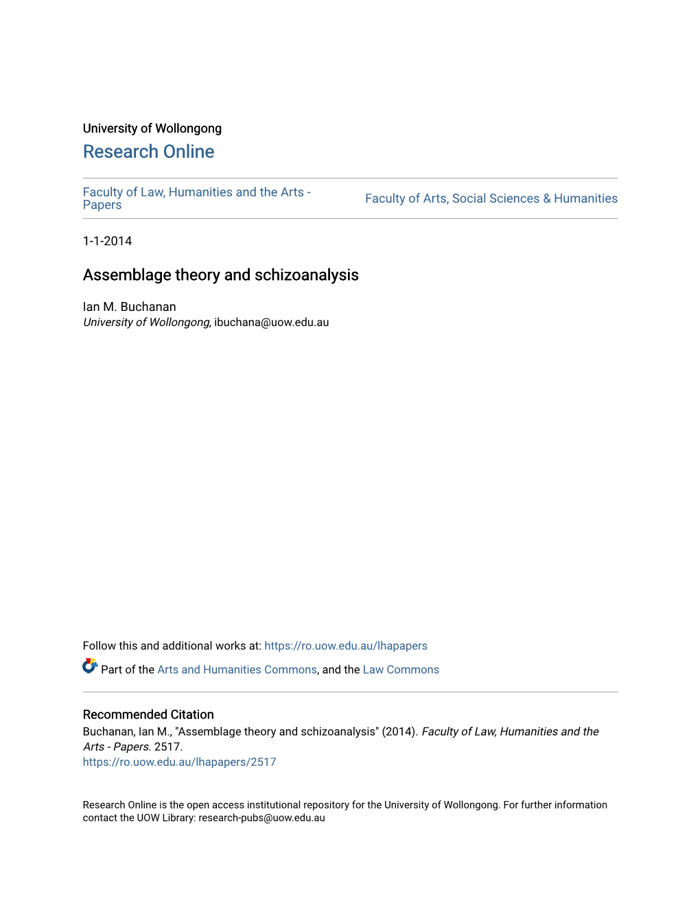 Assemblage Theory and Schizoanalysis