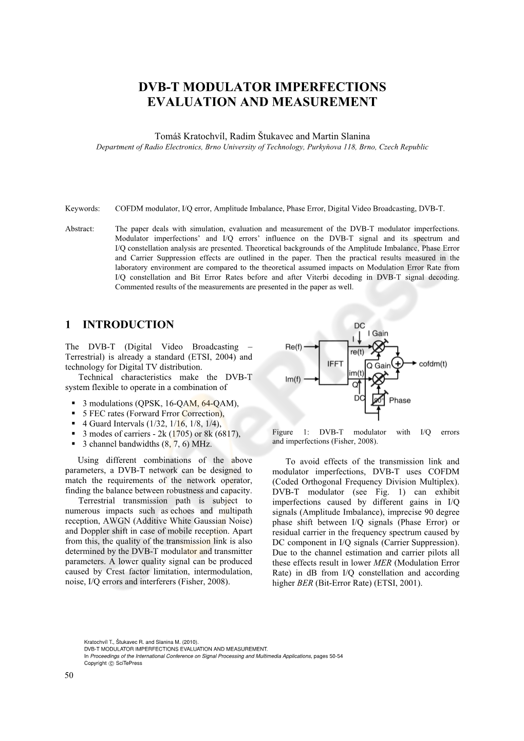 Dvb-T Modulator Imperfections Evaluation and Measurement