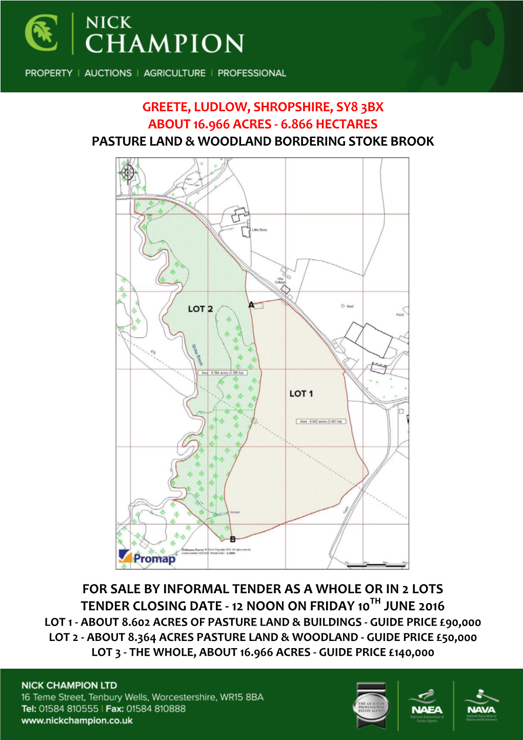 Greete, Ludlow, Shropshire, Sy8 3Bx About 16.966 Acres - 6.866 Hectares Pasture Land & Woodland Bordering Stoke Brook