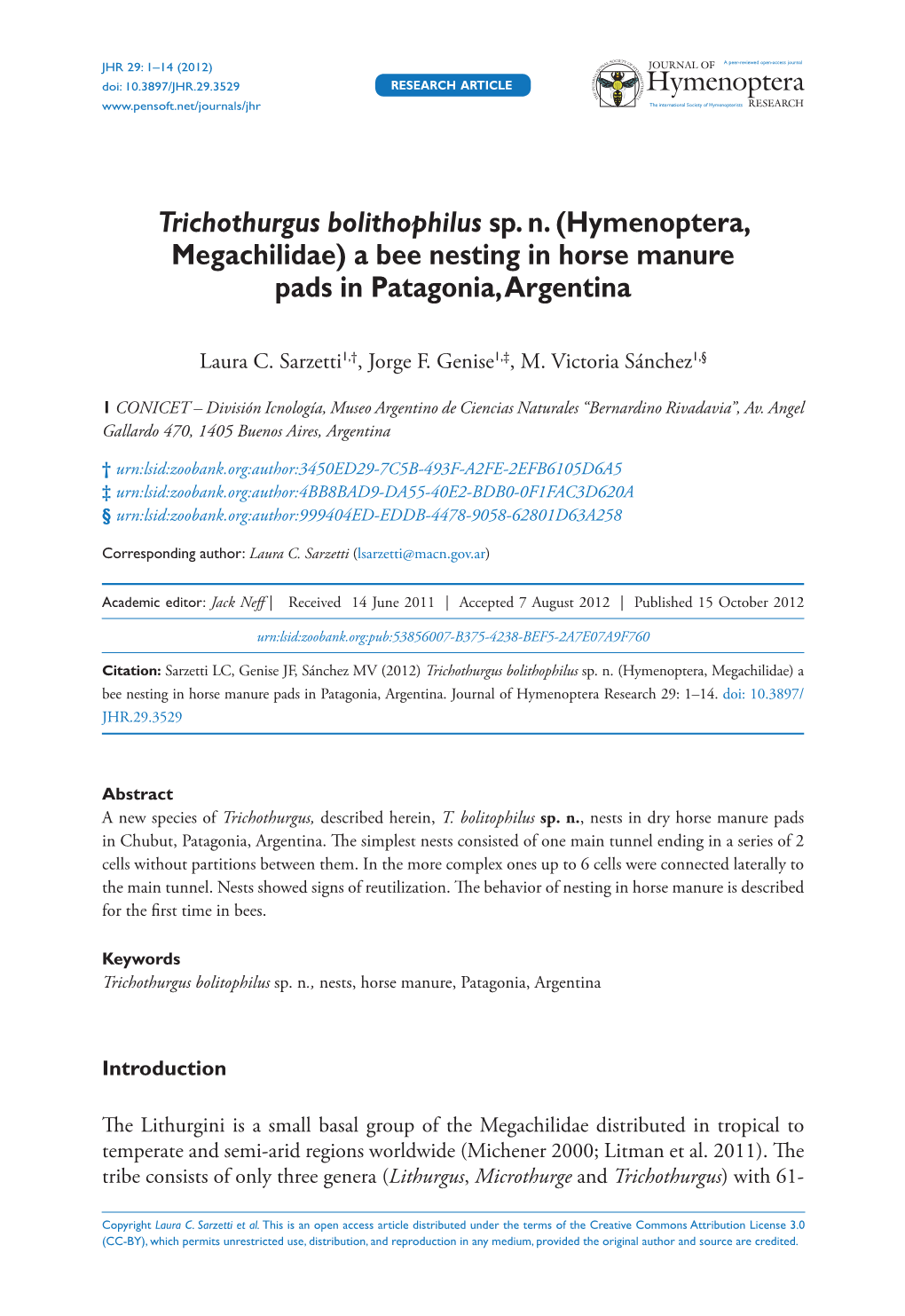 Hymenoptera, Megachilidae)