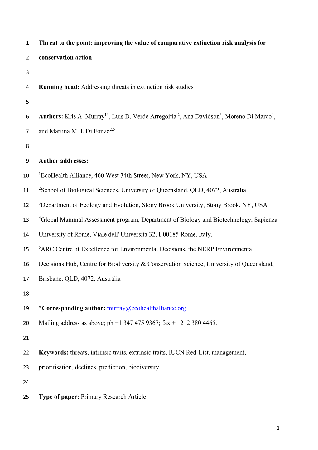 Quantifying Threats for Better Extinction Risk Analyses