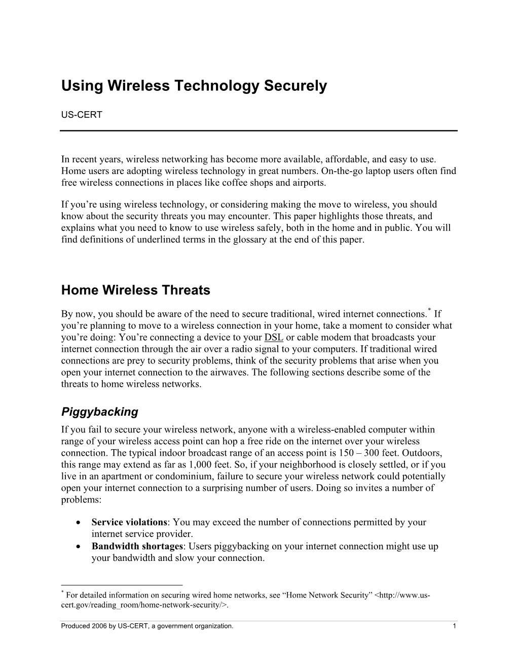 Using Wireless Technology Securely