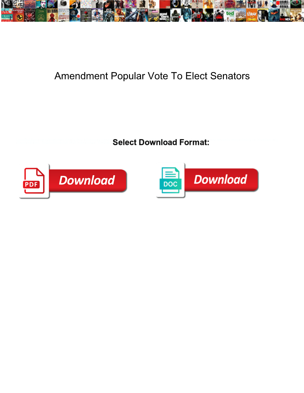 Amendment Popular Vote to Elect Senators