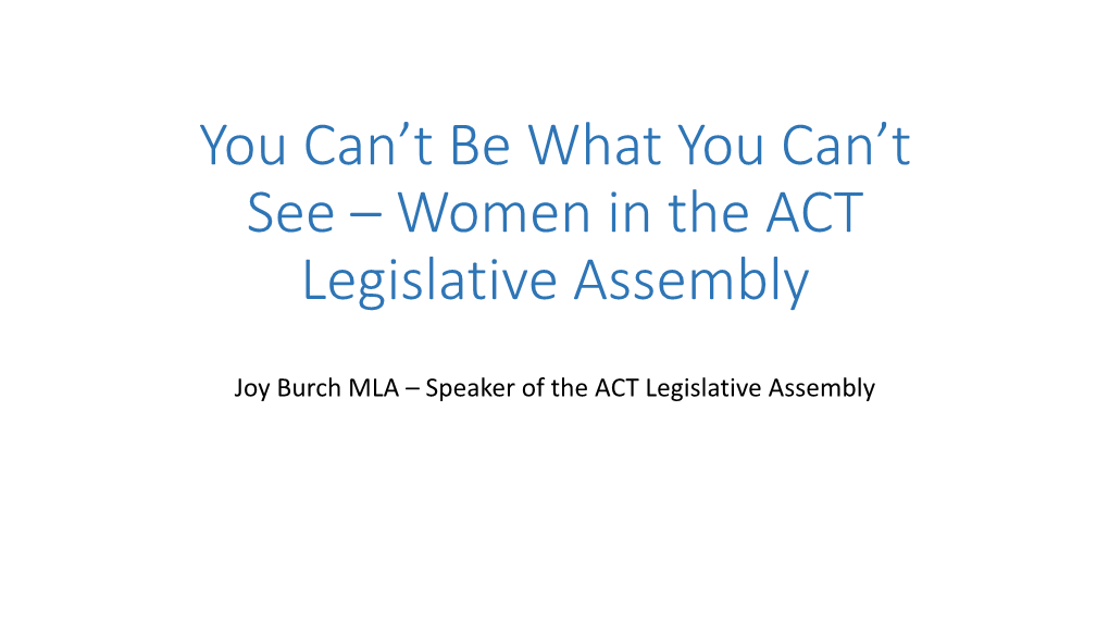 Women in the ACT Legislative Assembly