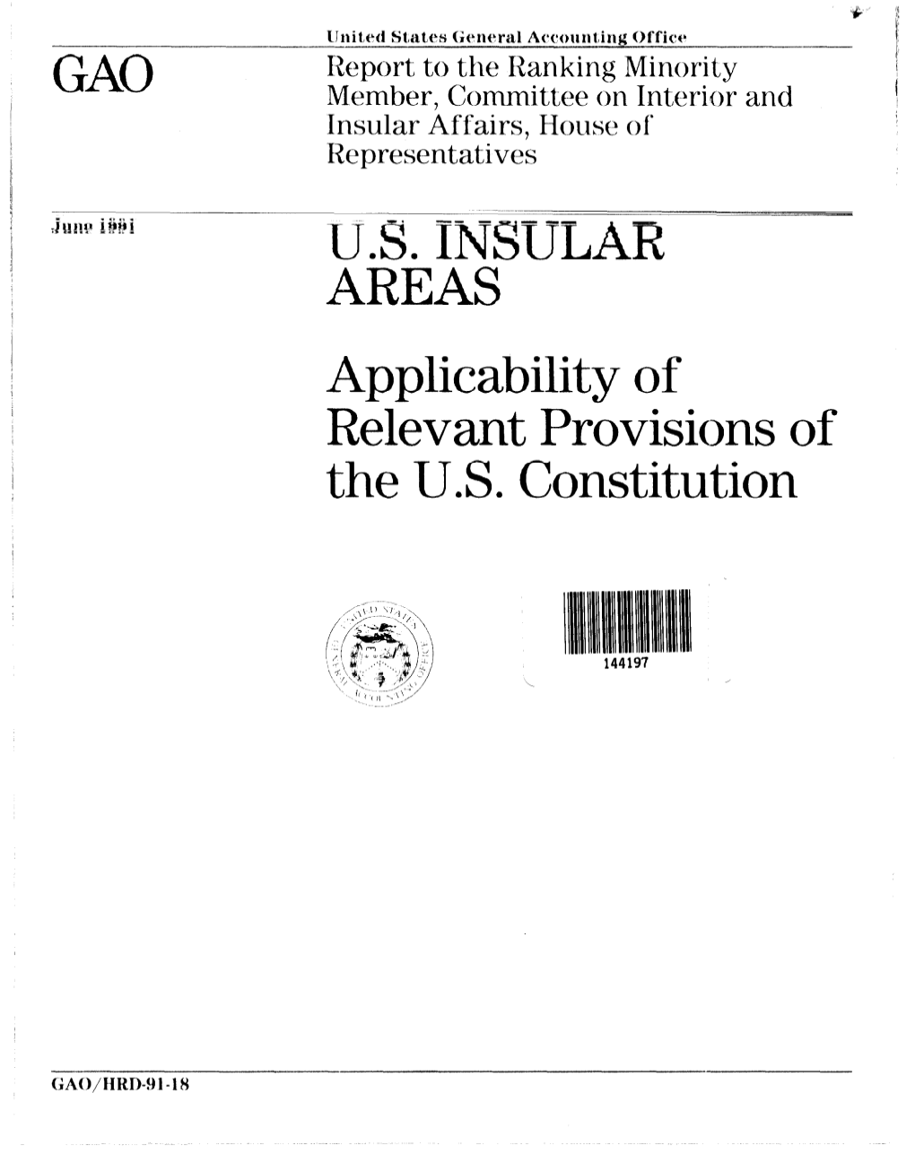 HRD-91-18 U.S. Insular Areas: Applicability of Relevant Provisions