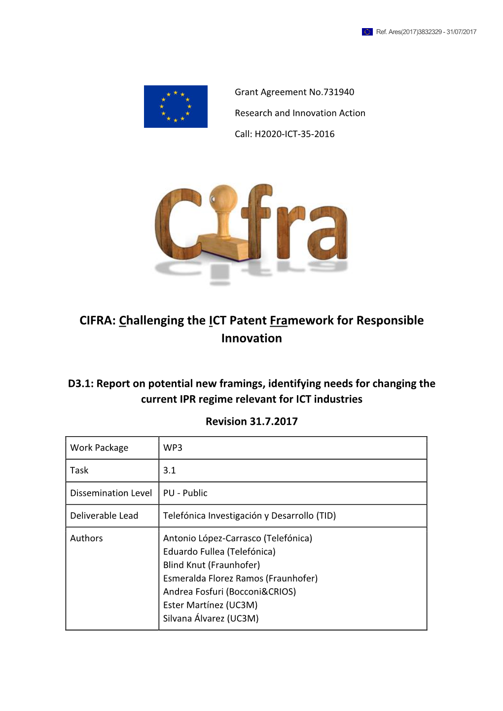 CIFRA: Challenging the ICT Patent Framework for Responsible Innovation