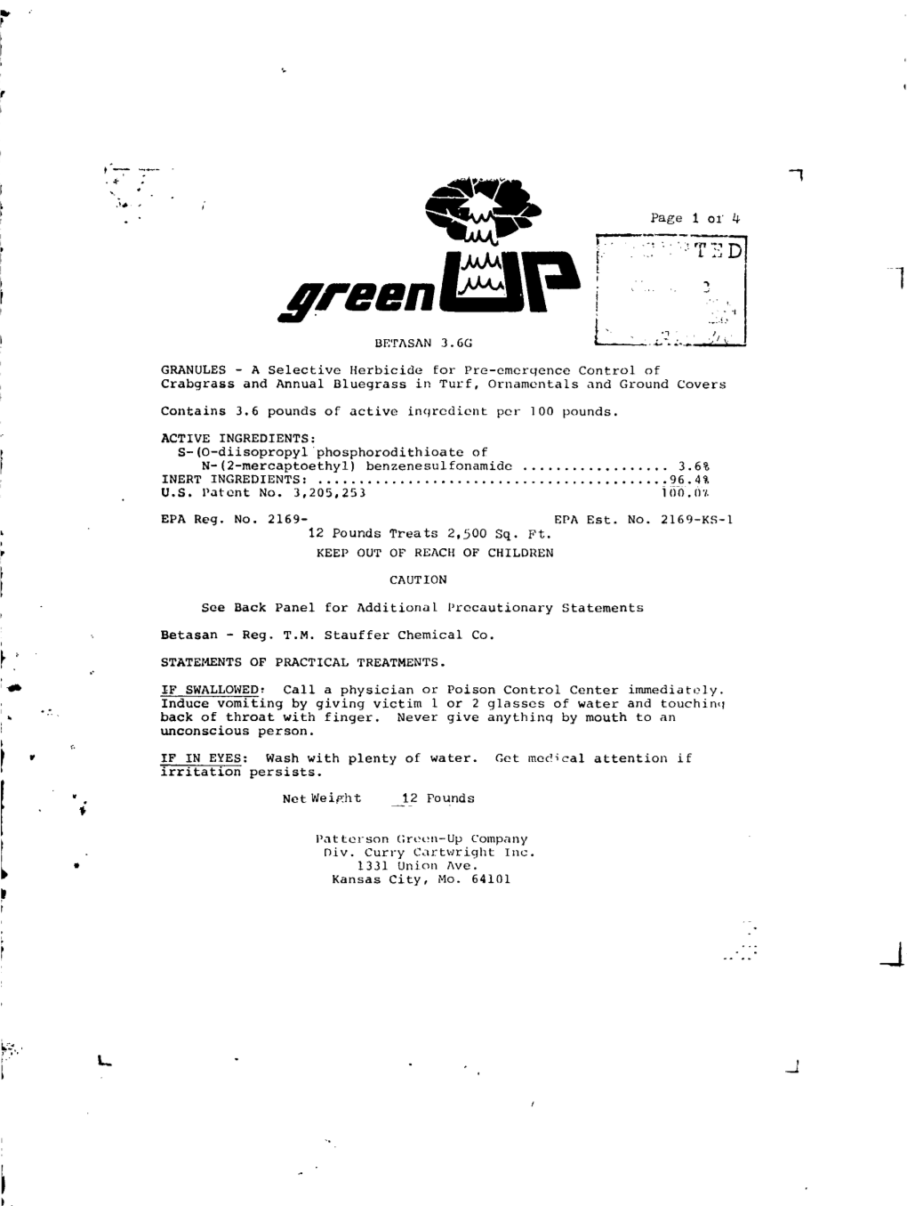 U.S. EPA, Pesticide Product Label, , 01/05/1983