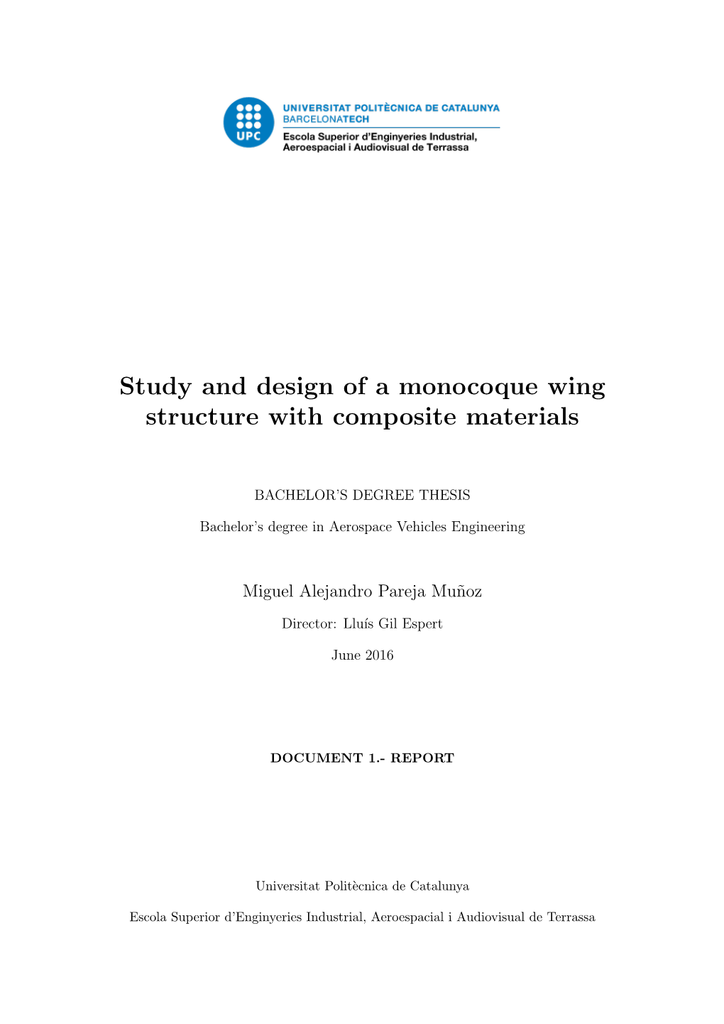 Study and Design of a Monocoque Wing Structure with Composite Materials