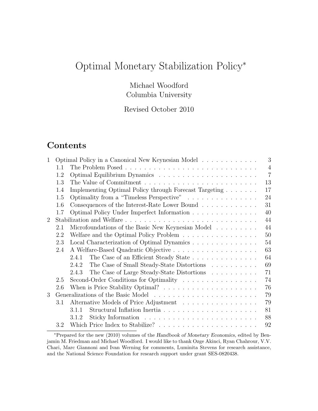 Optimal Monetary Stabilization Policy∗