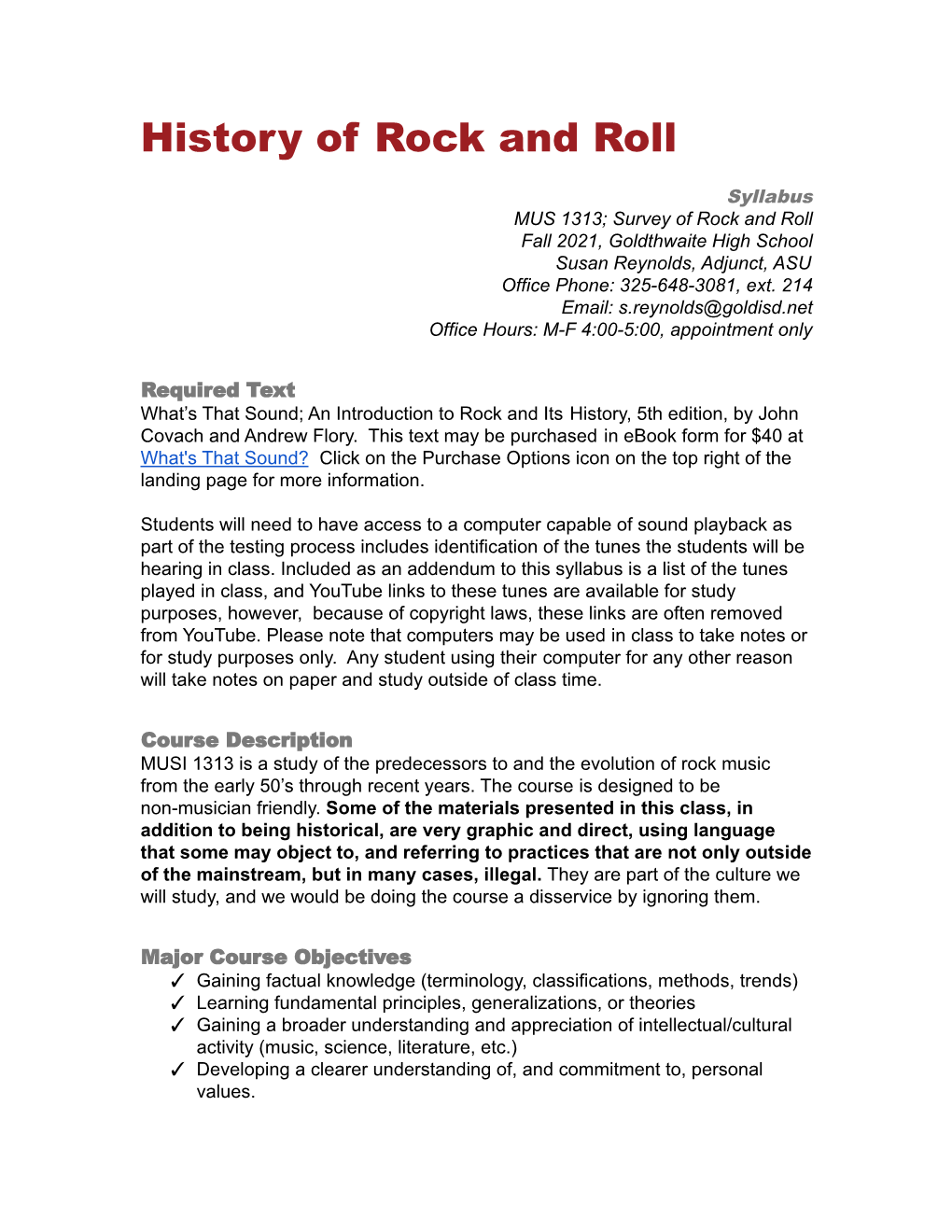 History of Rock and Roll Syllabus 2021.Docx