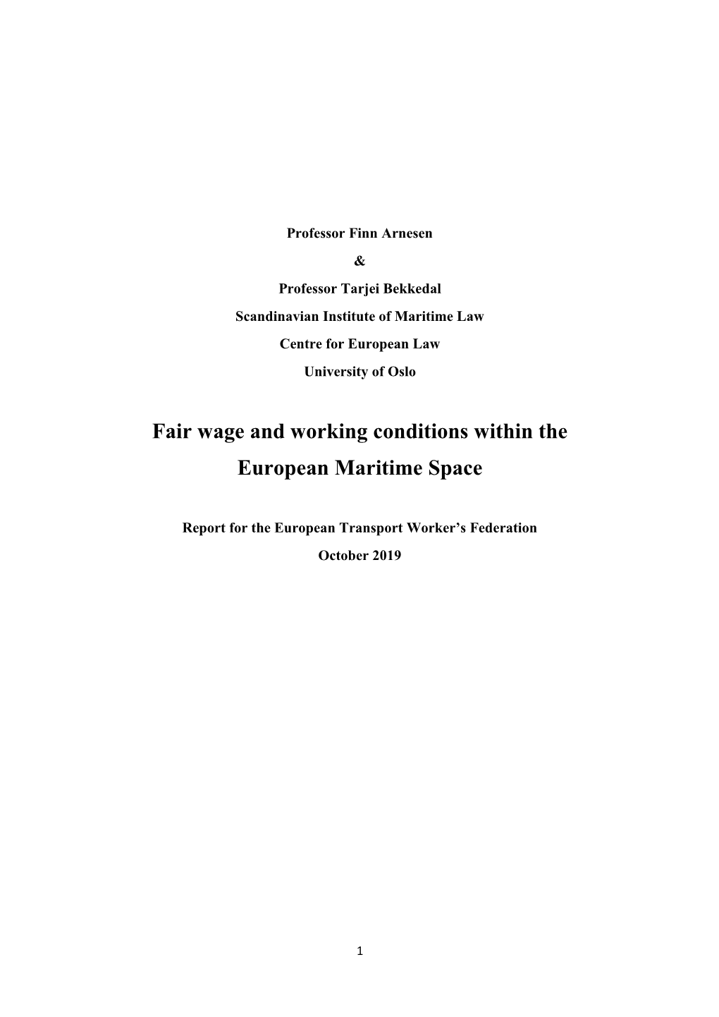 Fair Wage and Working Conditions Within the European Maritime Space