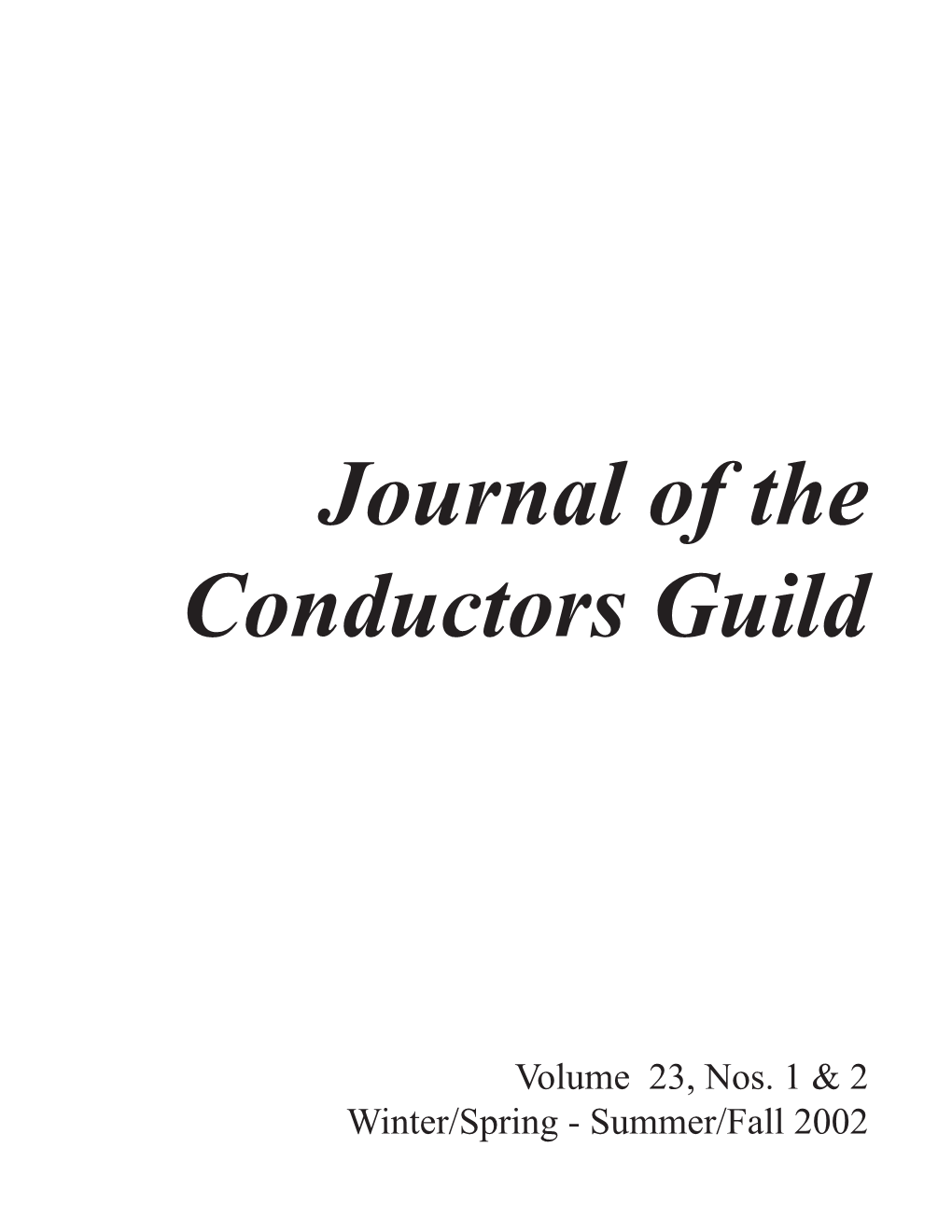 Journal of the Conductors Guild