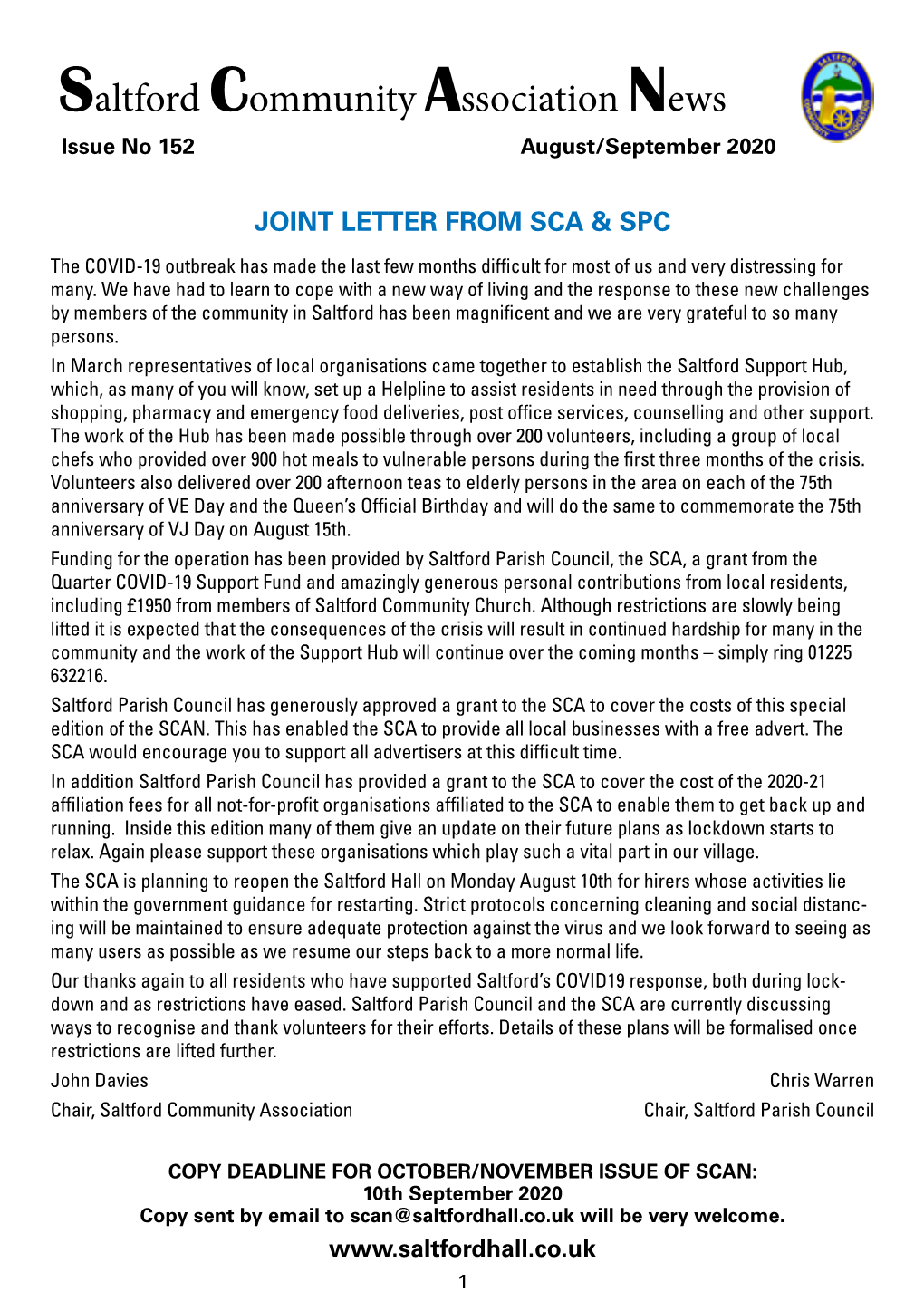 Saltford Community Association News Issue No 152 August/September 2020