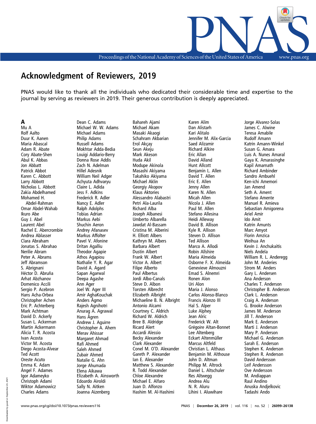 Acknowledgment of Reviewers, 2019