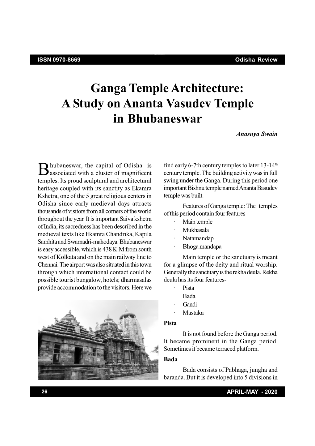 A Study on Ananta Vasudev Temple in Bhubaneswar Anasuya Swain