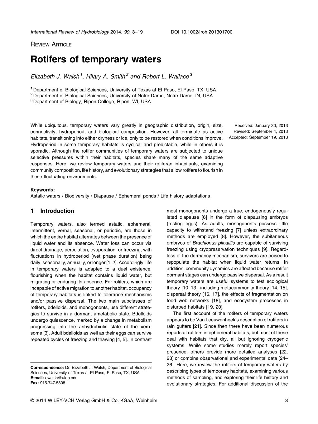 Rotifers of Temporary Waters