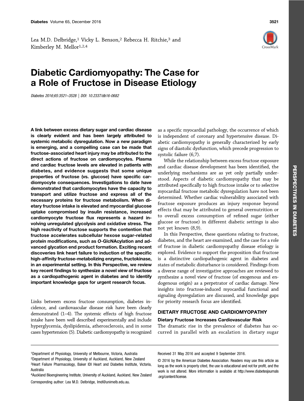 Diabetic Cardiomyopathy: the Case for a Role of Fructose in Disease Etiology