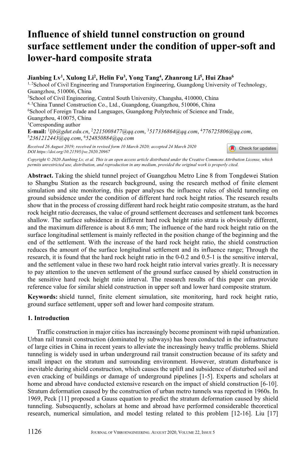 Influence of Shield Tunnel Construction on Ground Surface Settlement Under the Condition of Upper-Soft and Lower-Hard Composite Strata